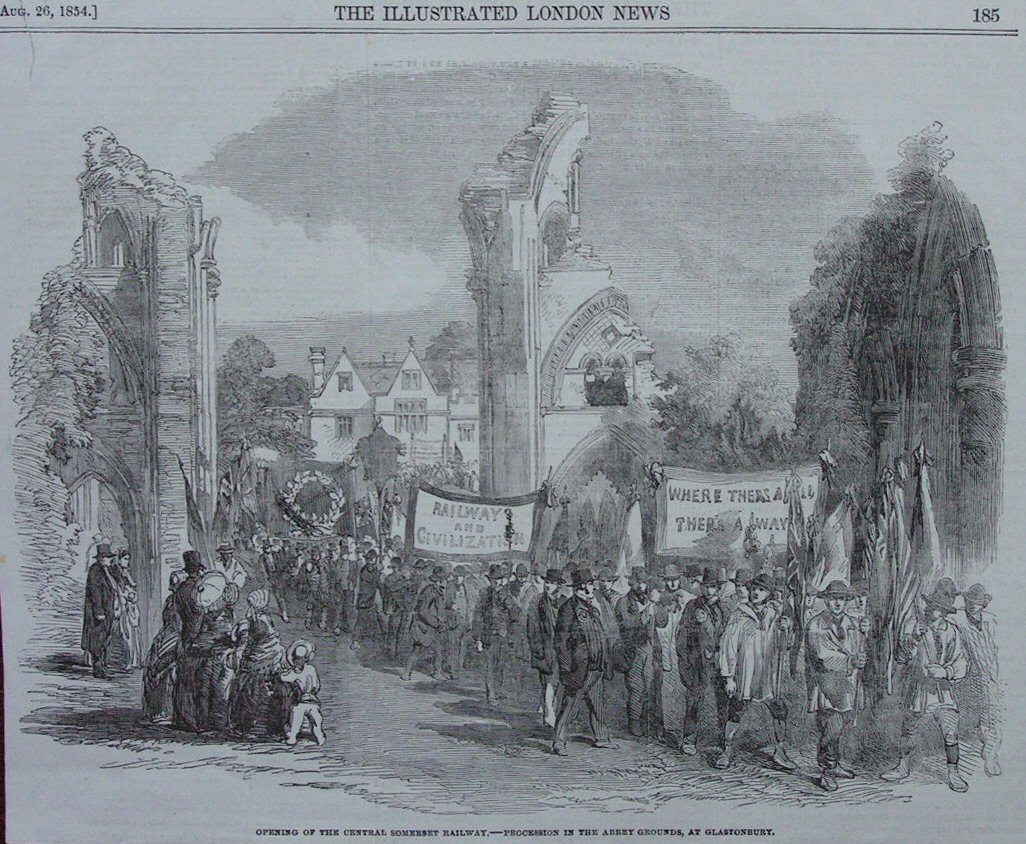 Wood - Opening of the Central Somerset Railway. - Procession in the Abbey Grounds, at Glastonbury.